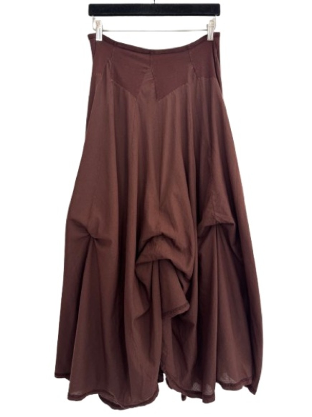 Luna Luz Island Skirt Maxi or Midi Brown Lagenlook Ruched Tie Up Renaissance